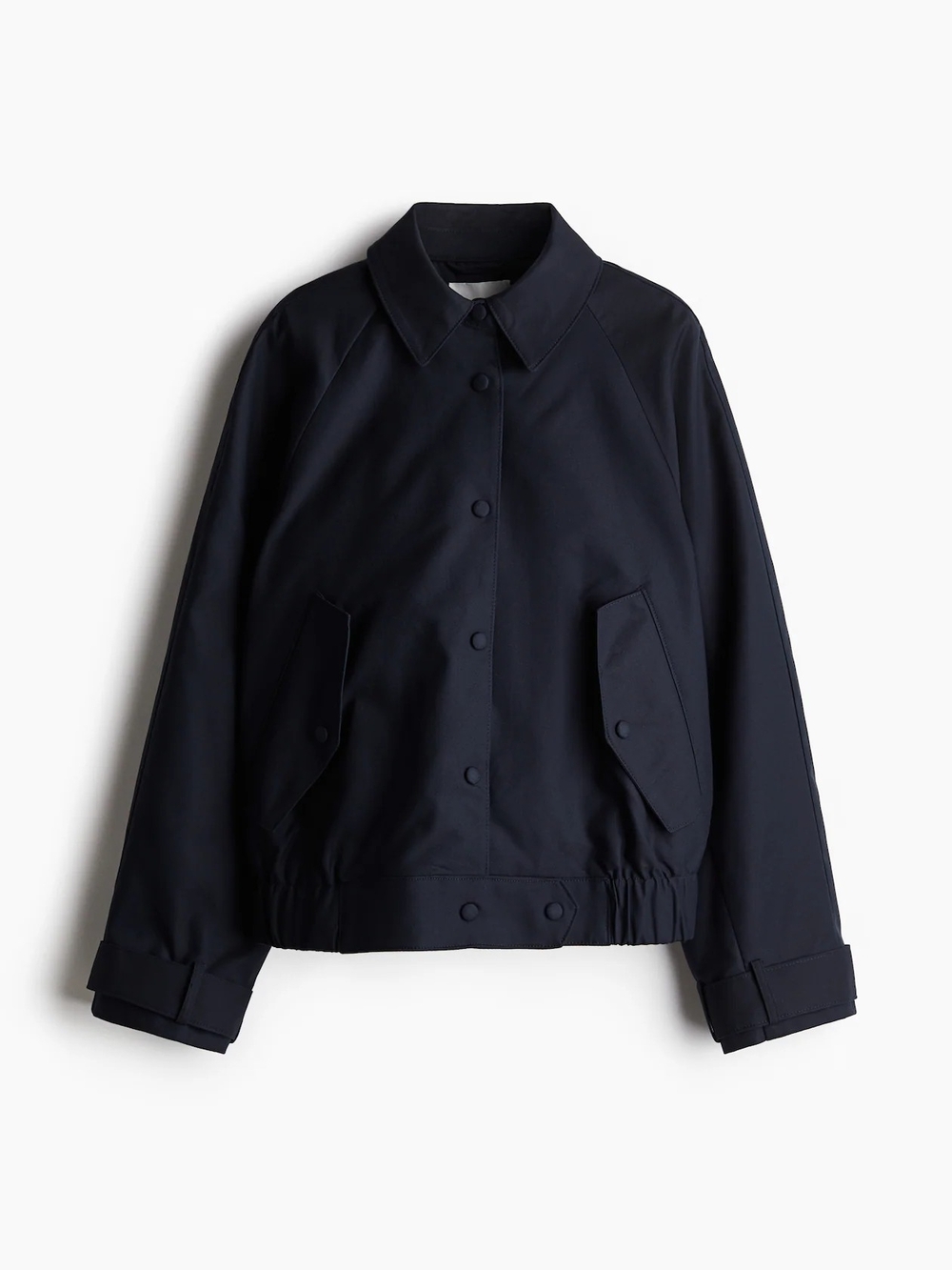 H&M Navy Button-Front Bomber Jacket